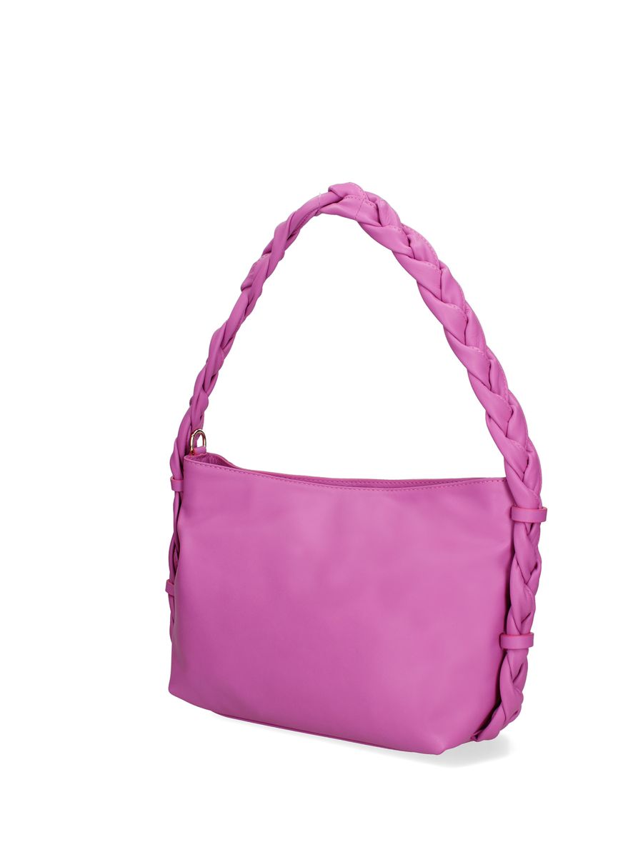 Schultertasche mit geflochtenem Ledergriff