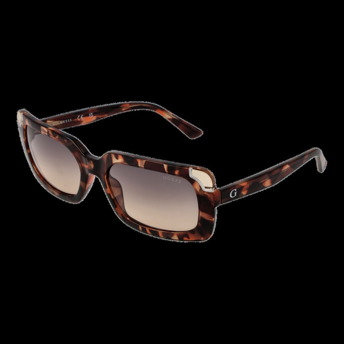 Braune Schildpatt-Sonnenbrille im Rechteckigen Stil