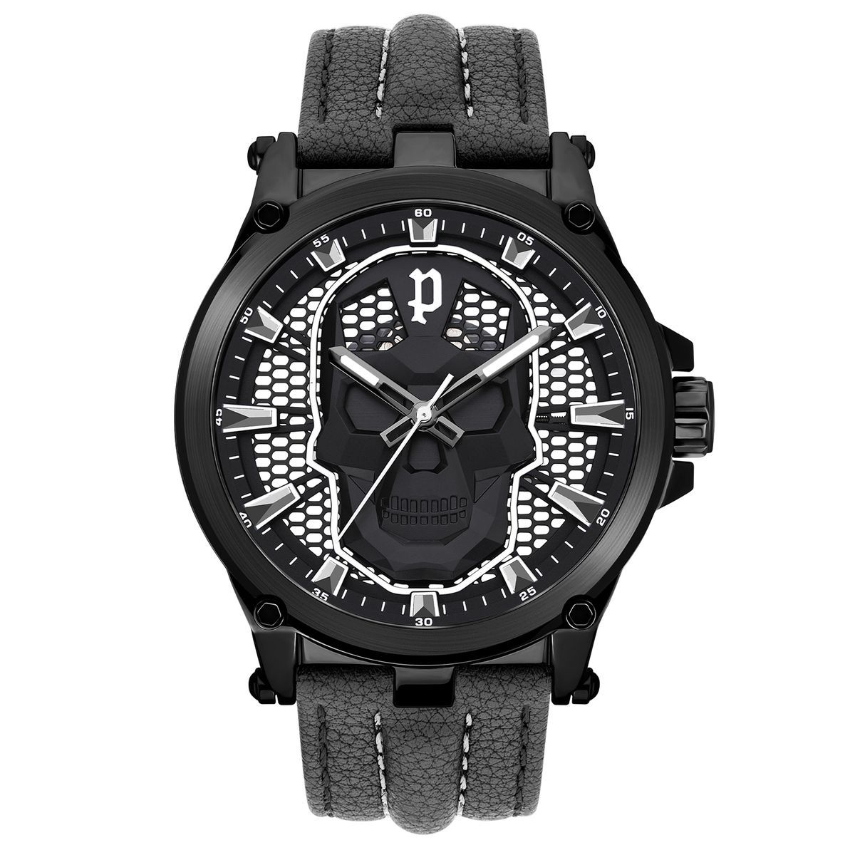 Herrenuhr mit schwarzem Totenkopf-Gesicht