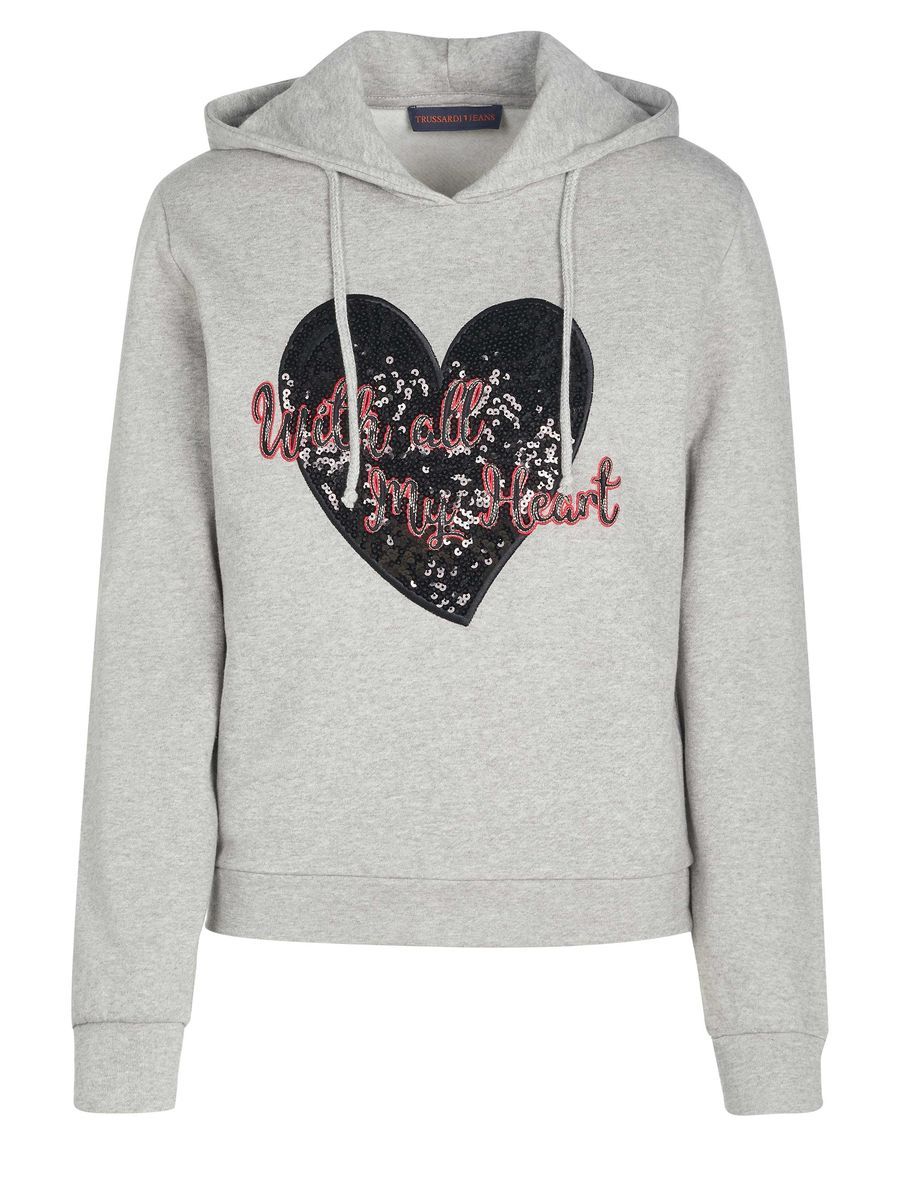 Kapuzenpullover mit Herzgrafik aus Baumwolle