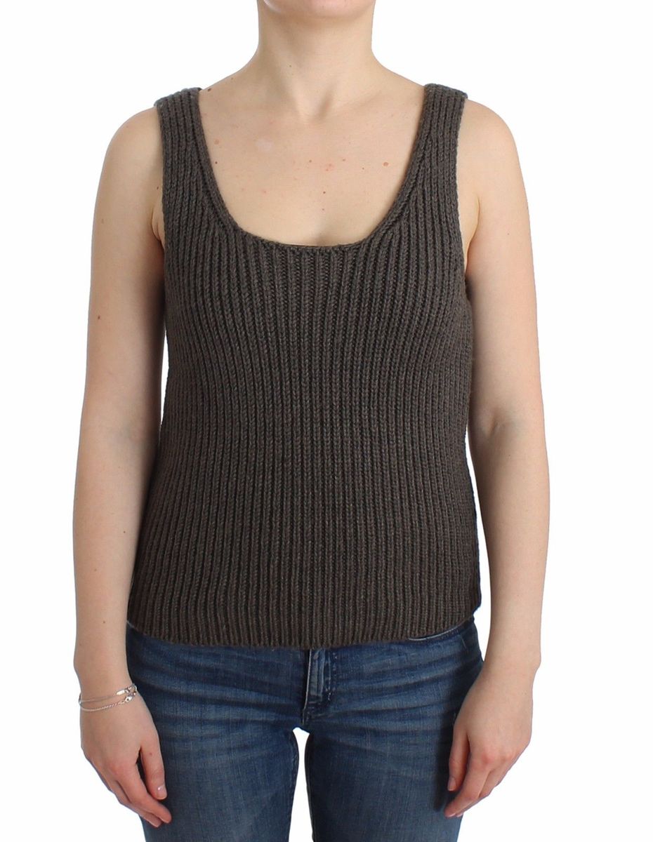 Geripptes Tanktop aus Merinowolle