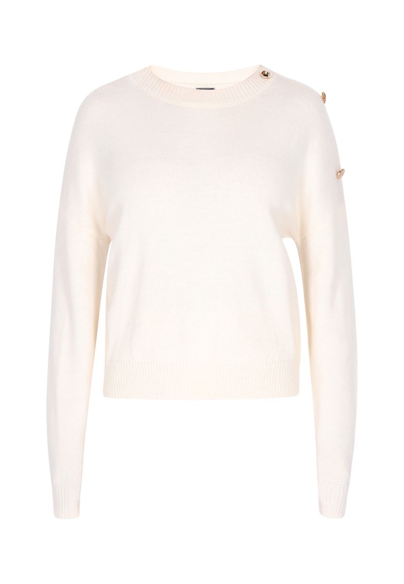 Eleganter cremefarbener Pullover mit Knopfleiste