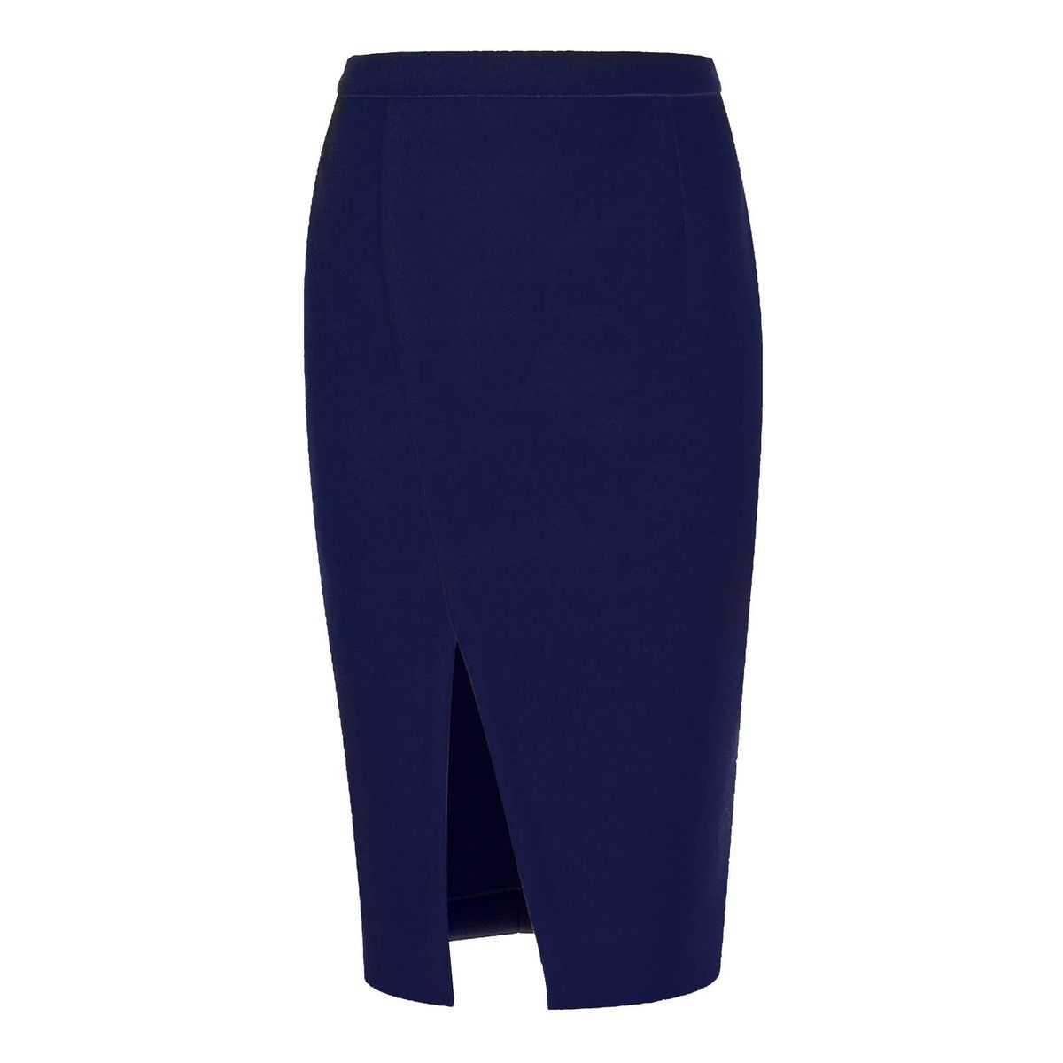Figurbetonter marineblauer Bleistiftrock mit Schlitz