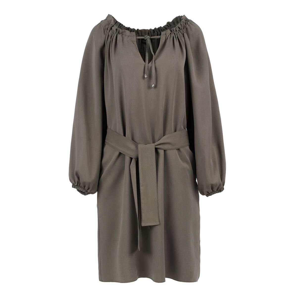 Fließendes Midikleid mit Bindegürtel