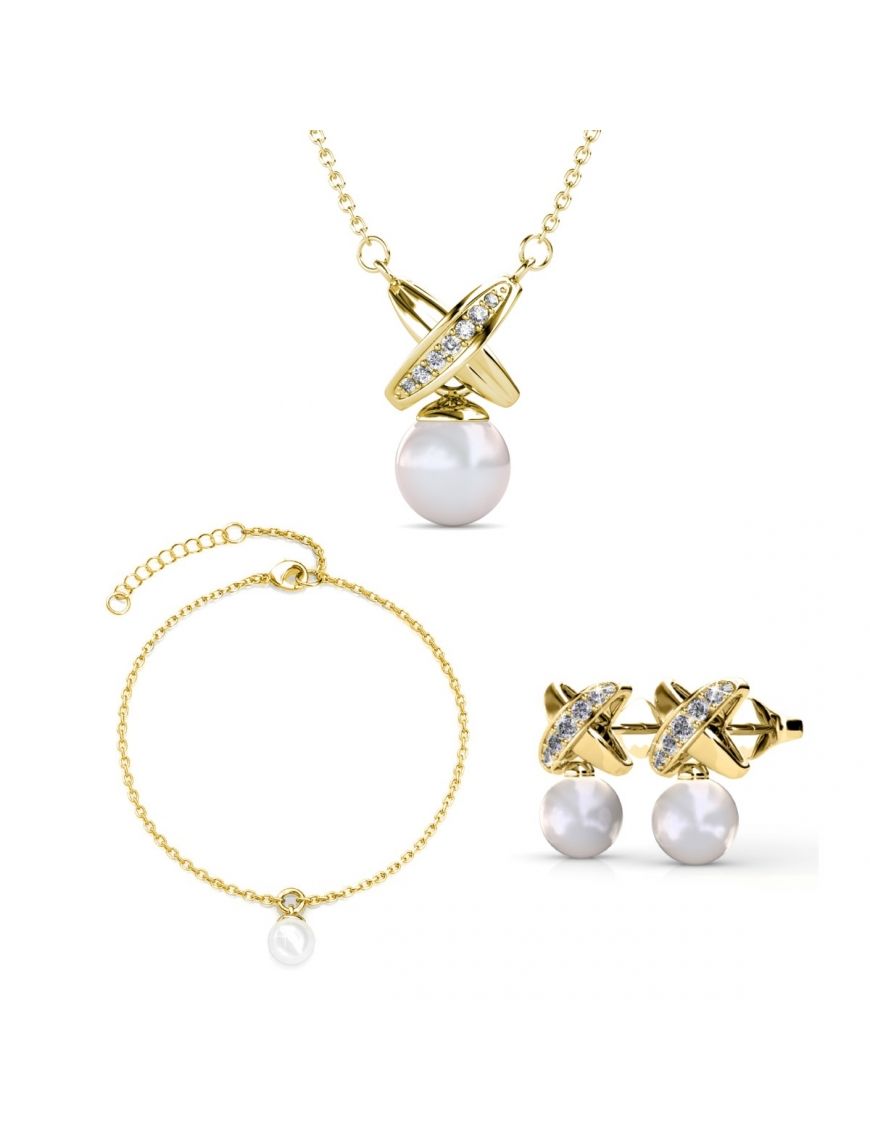 Perl Anhänger Schmuck Set Goldton