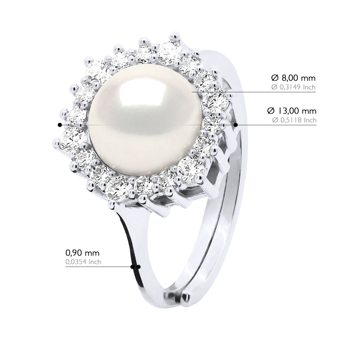 Ring mit Süßwasser-Zuchtperle und Halo
