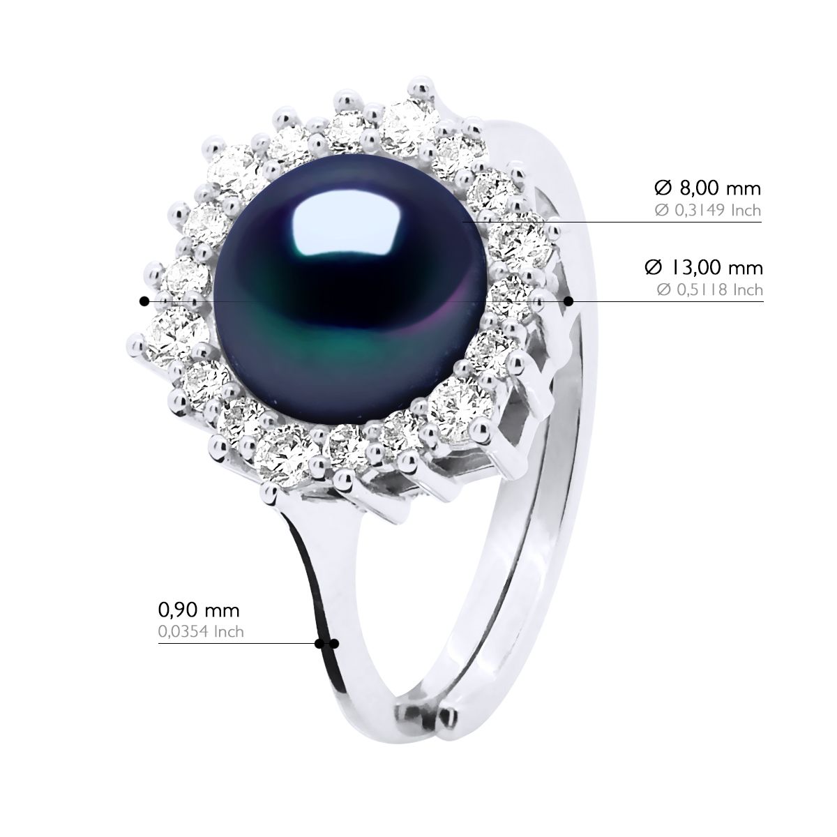 Ring mit Süßwasser-Zuchtperle und Halo