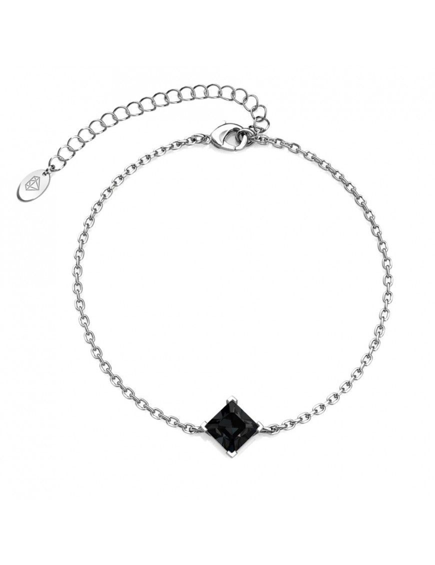 Zartes Armband mit quadratischem, schwarzem Kristall