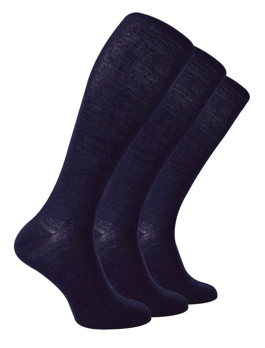 Steven - 3 Paar Multipack Herren Kniestrümpfe aus Merinowolle - Navy
