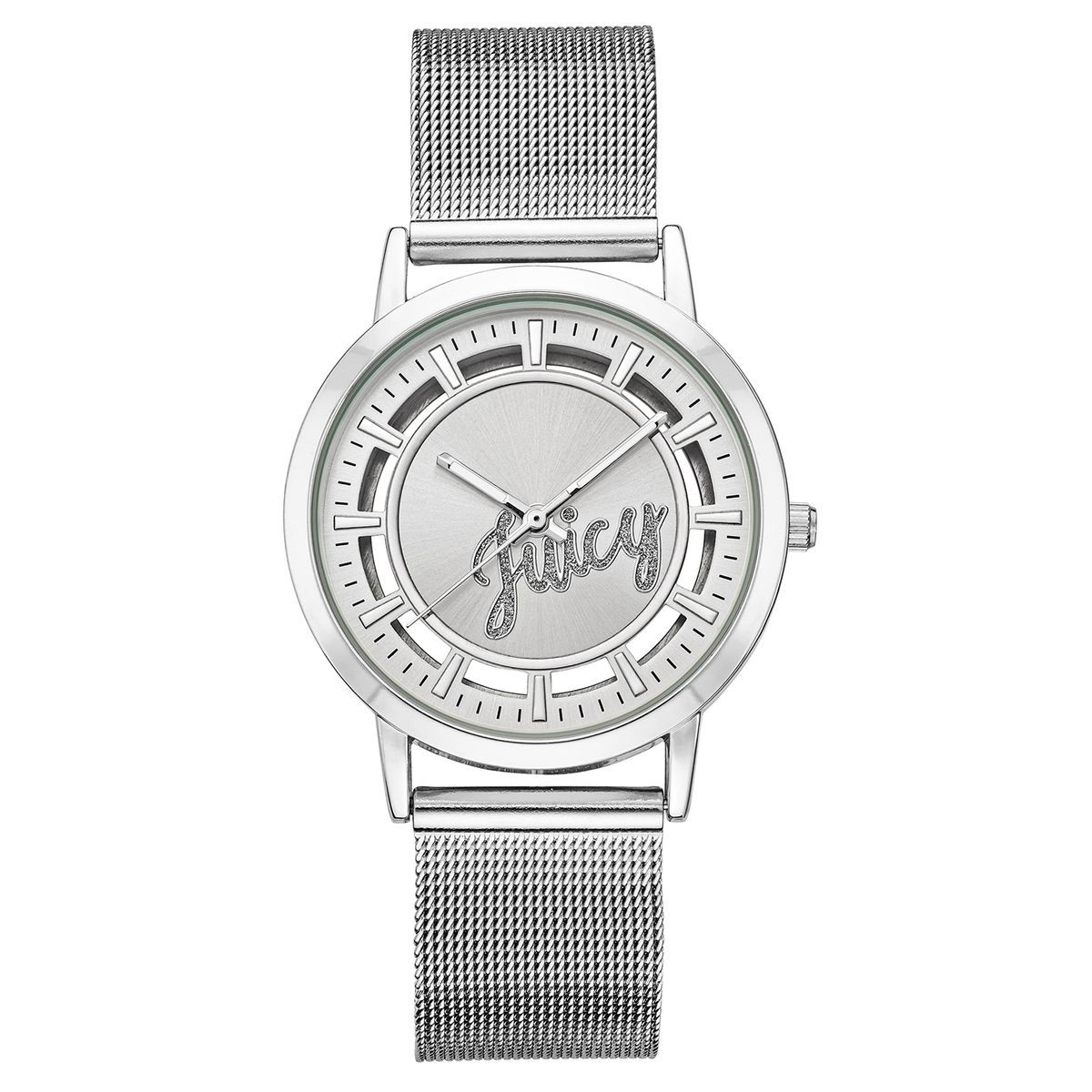 Juicy Couture Silberfarbene Mesh-Uhr