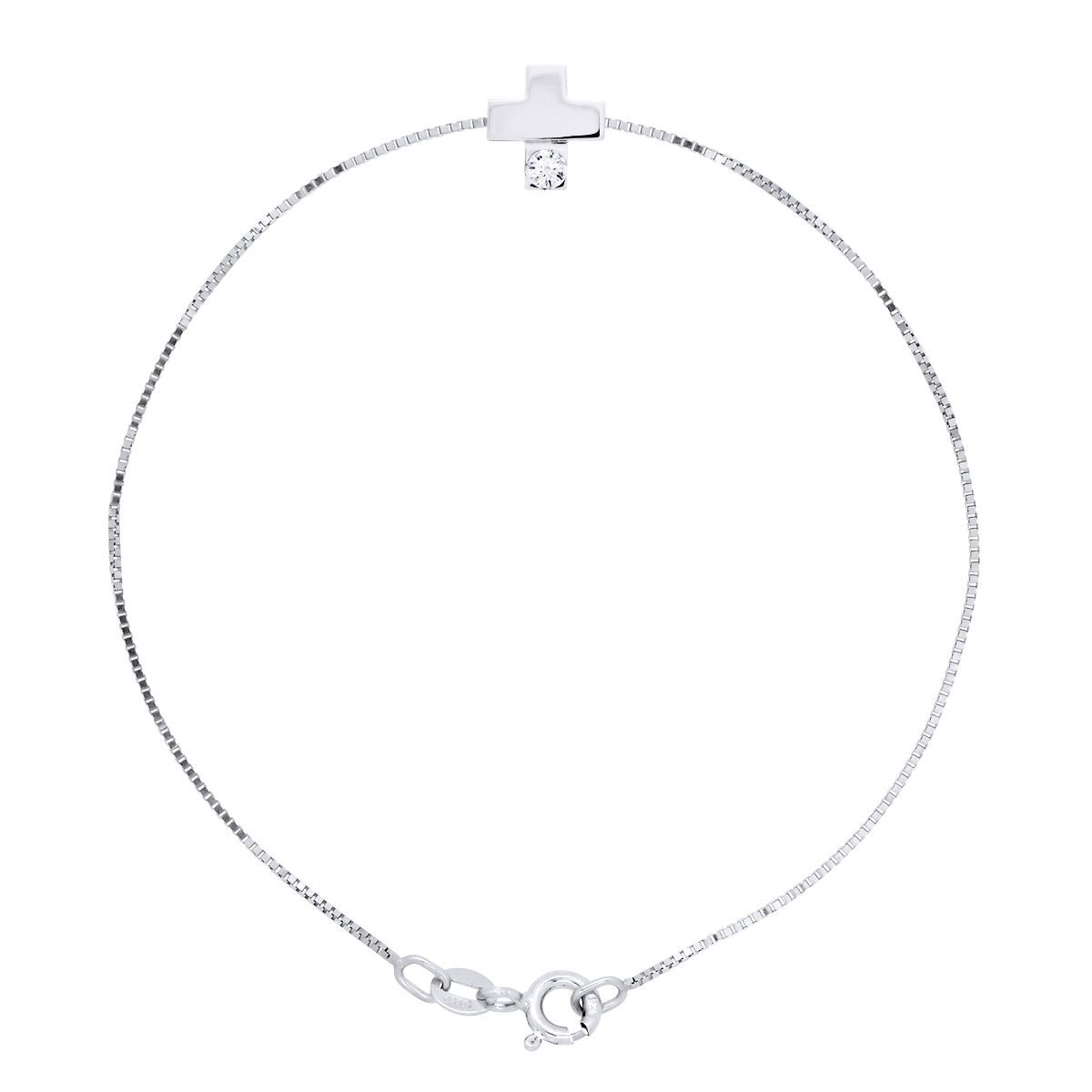 Silberkettenarmband mit Diamantkreuz