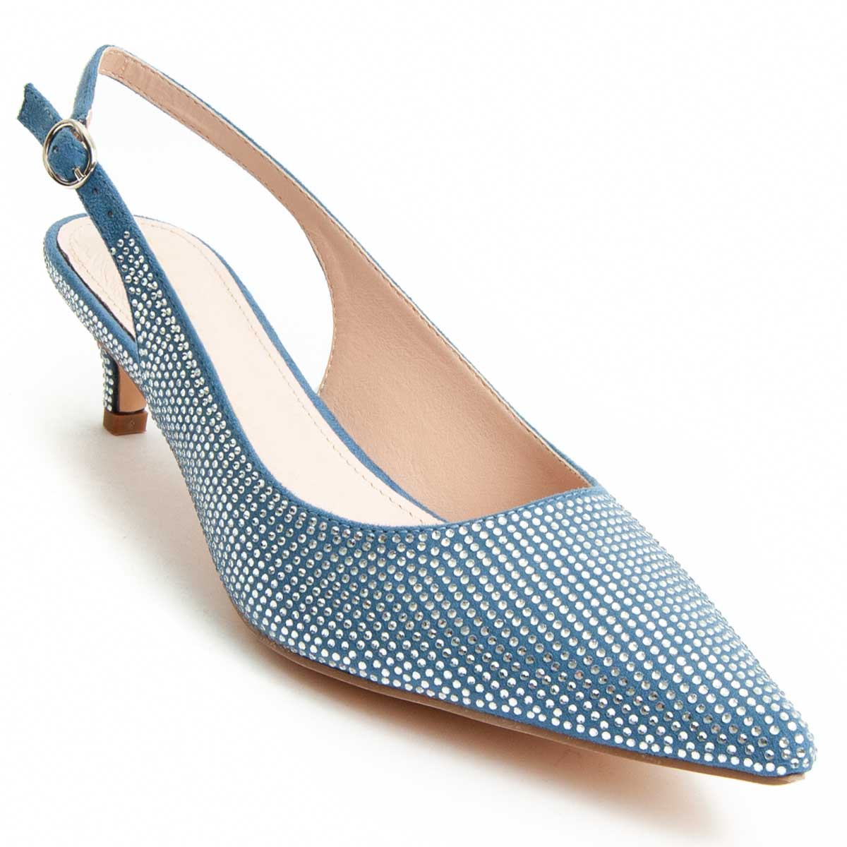 Slingback-Kitten-Heels mit Strassbesatz
