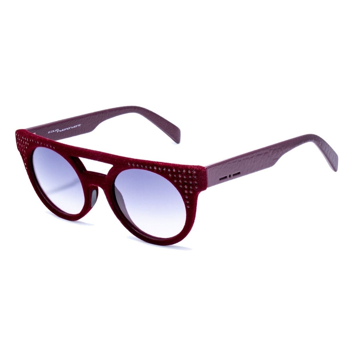 Burgunderrote Sonnenbrille mit runden Gläsern