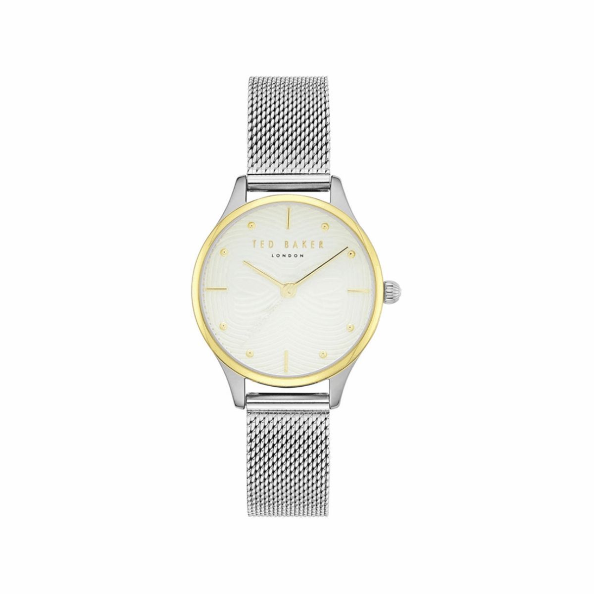 Zweifarbige Analoguhr mit Mesh-Armband