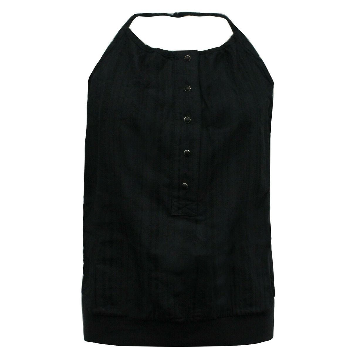 Schwarzes Neckholder-Top mit Knopfdetail