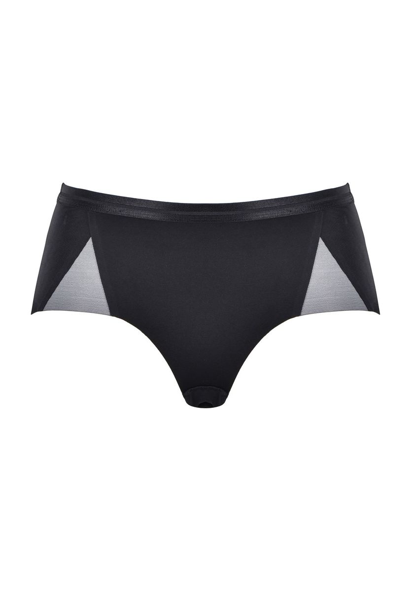 Schwarzer Slip mit Mesh-Details