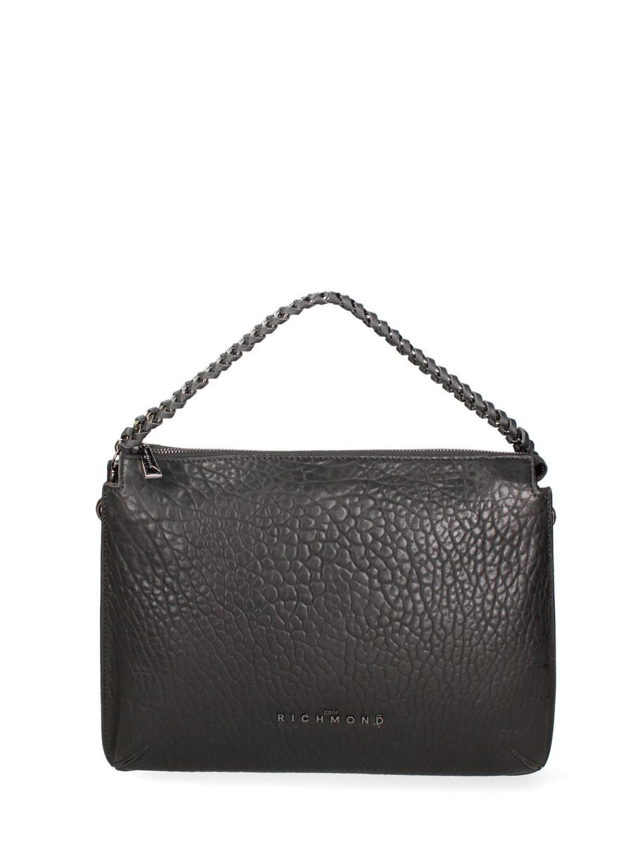 Schultertasche aus strukturiertem Leder mit Kette