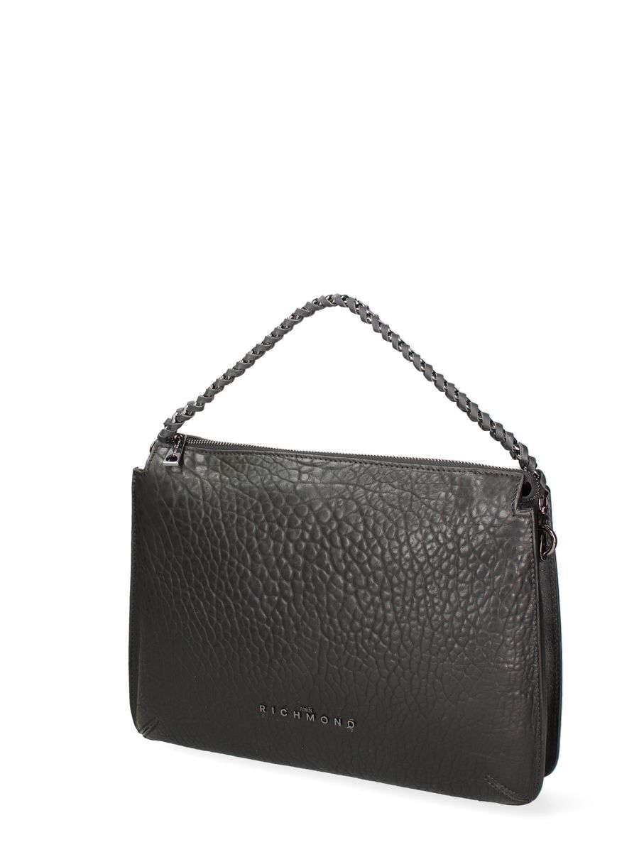 Strukturierte Ledertasche mit geflochtenem Griff