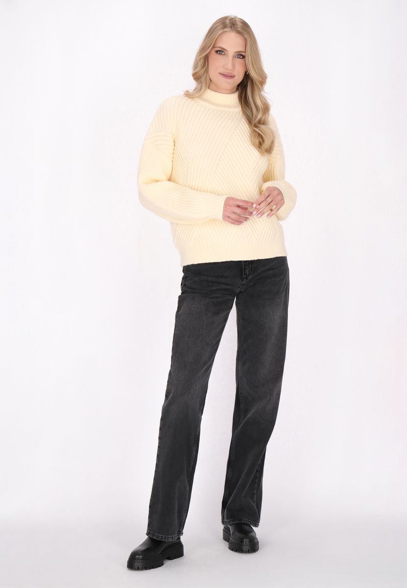 Strukturpullover mit Stehkragen und Chevron-Muster