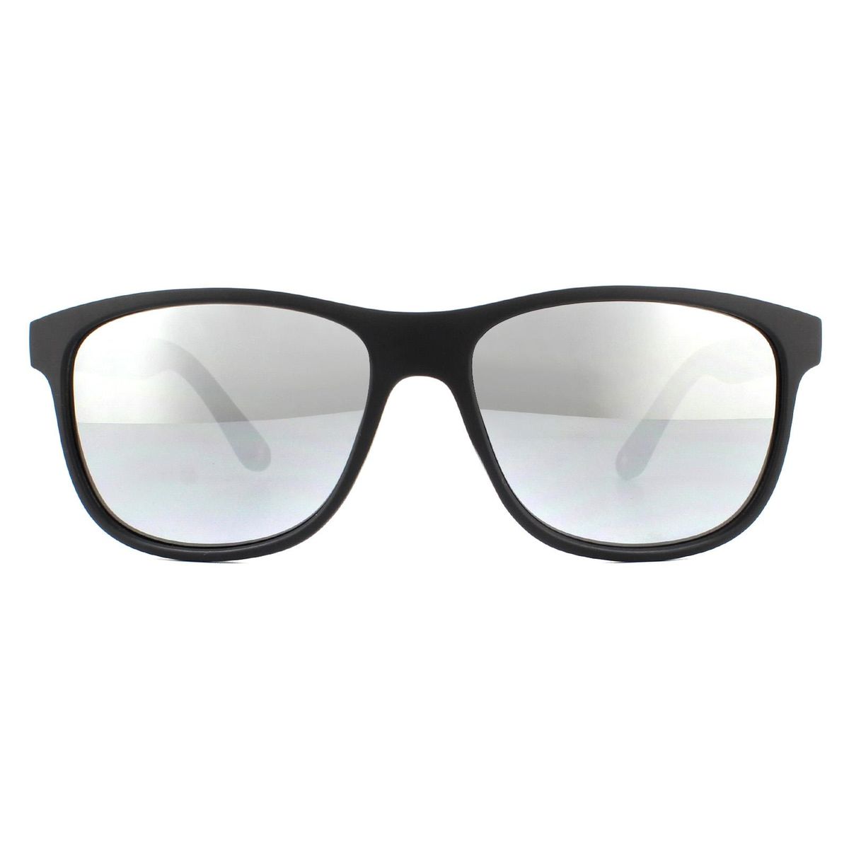 Schwarze Rechteckige Sonnenbrille Silber Verspiegelt