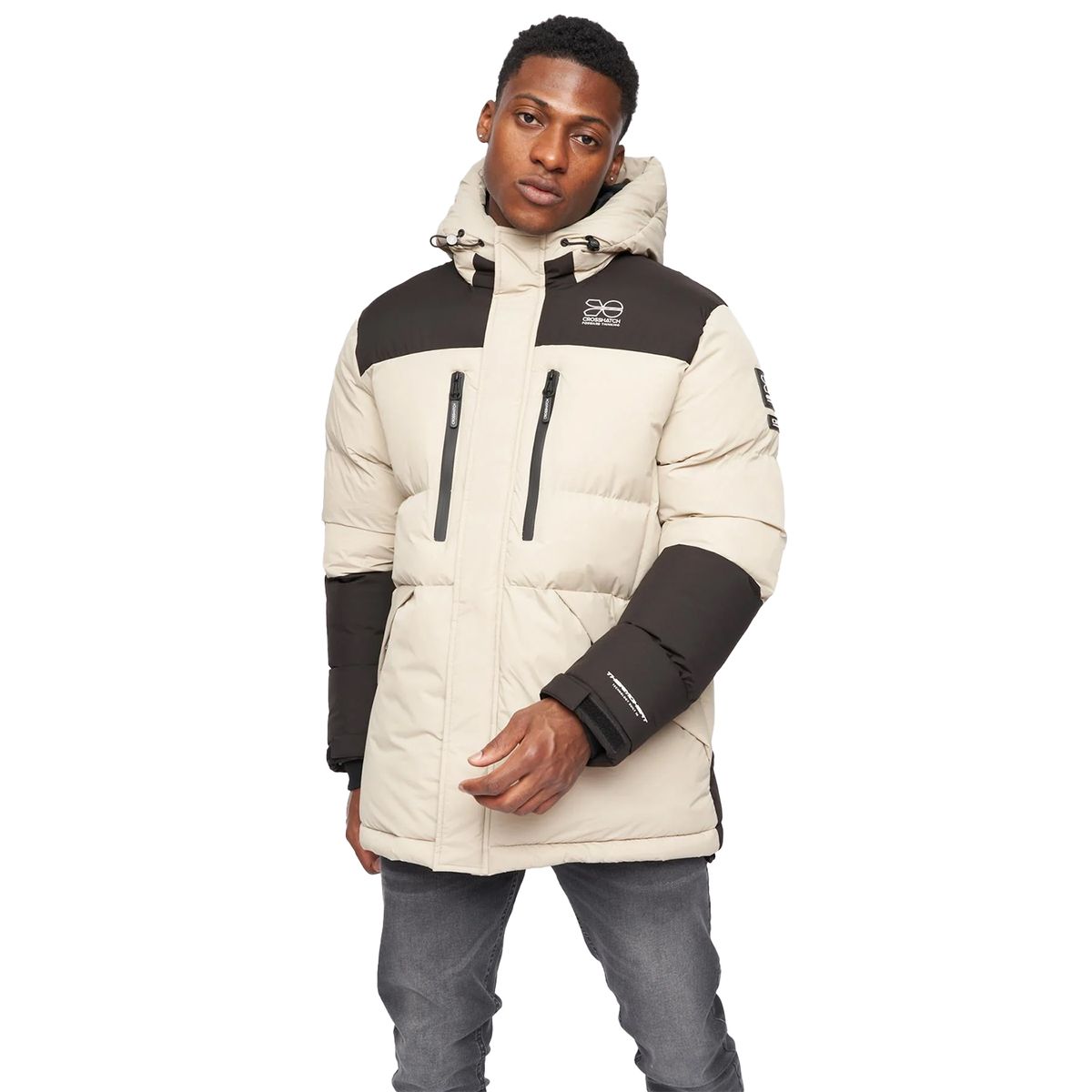 Farbblock Gepolsterte Jacke mit Kapuze