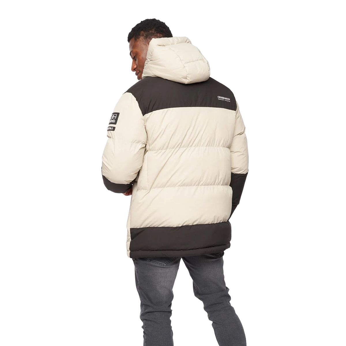 Wattierter Parka mit Kontrasteinsätzen