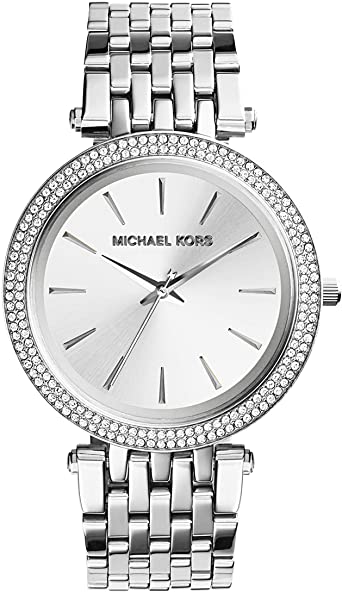 Elegante silberne Uhr mit Kristalllünette