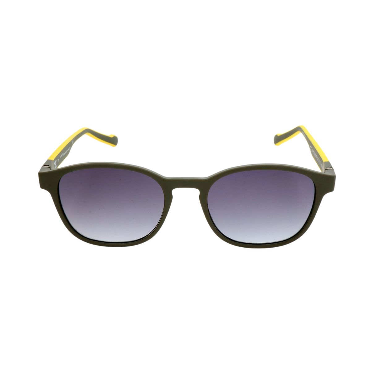 Runde Sonnenbrille mit gelben Bügeln