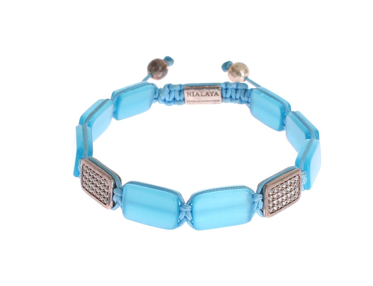 Blaues Opal-Perlenarmband mit CZ-Akzenten