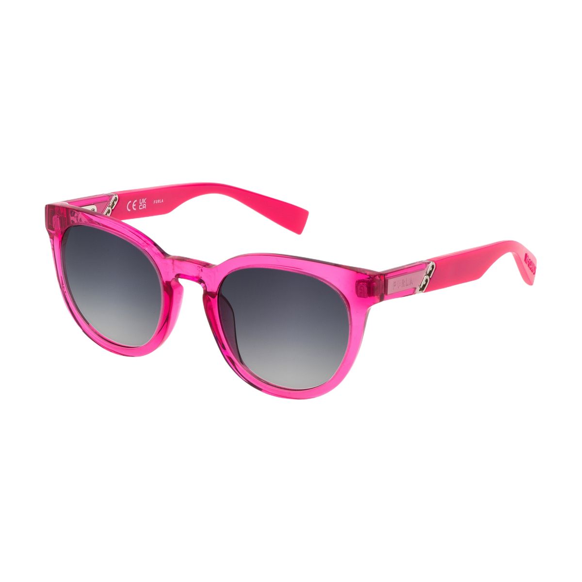 Durchscheinende Pinke Sonnenbrille mit rundem Rahmen