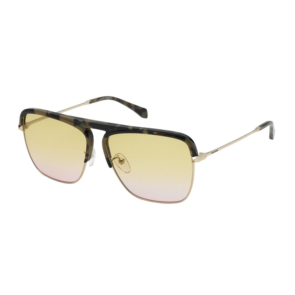 Quadratische Pilotenbrille mit Schildpatt-Braue