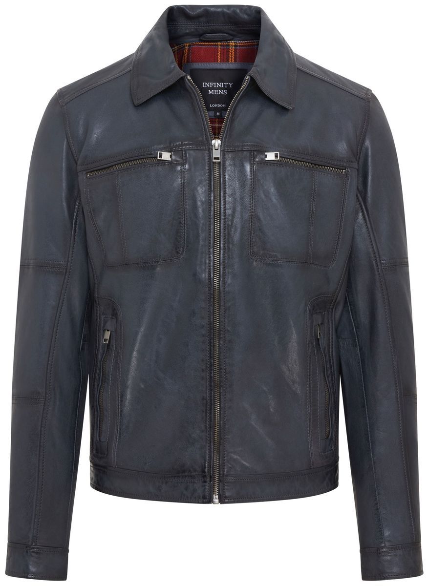 Klassische Bikerjacke aus Leder für Herren