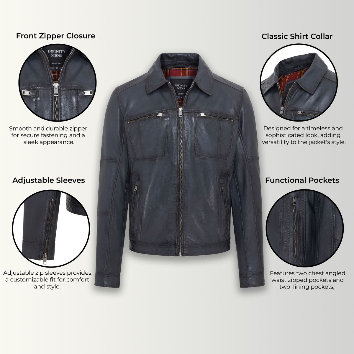 Harrington-Bikerjacke aus Vintage-Leder