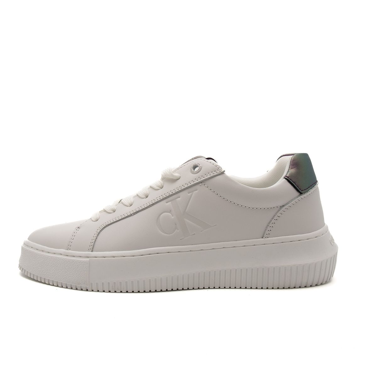 Klobige weiße Leder-Plateau-Sneakers
