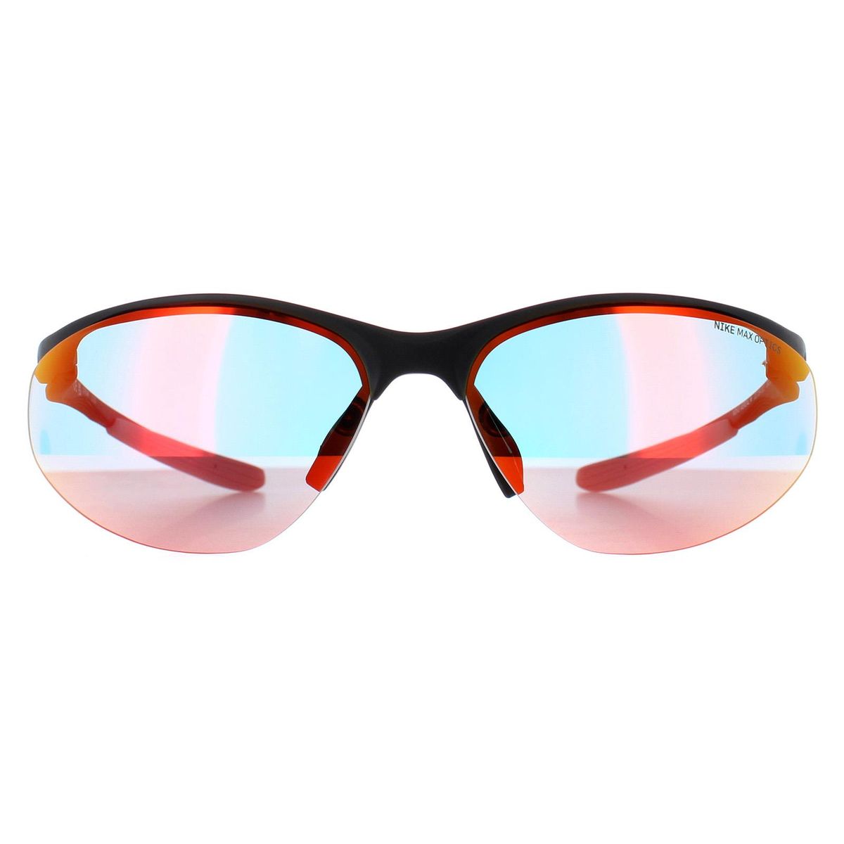 Sportliche Schwarz-Rote Sonnenbrille mit Spiegelgläsern