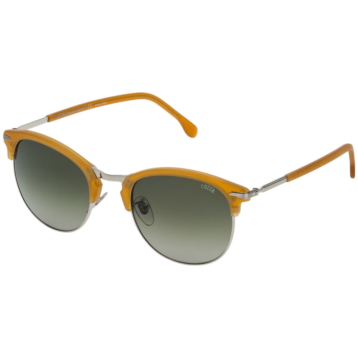 Runde Browline Sonnenbrille in Braun Metall