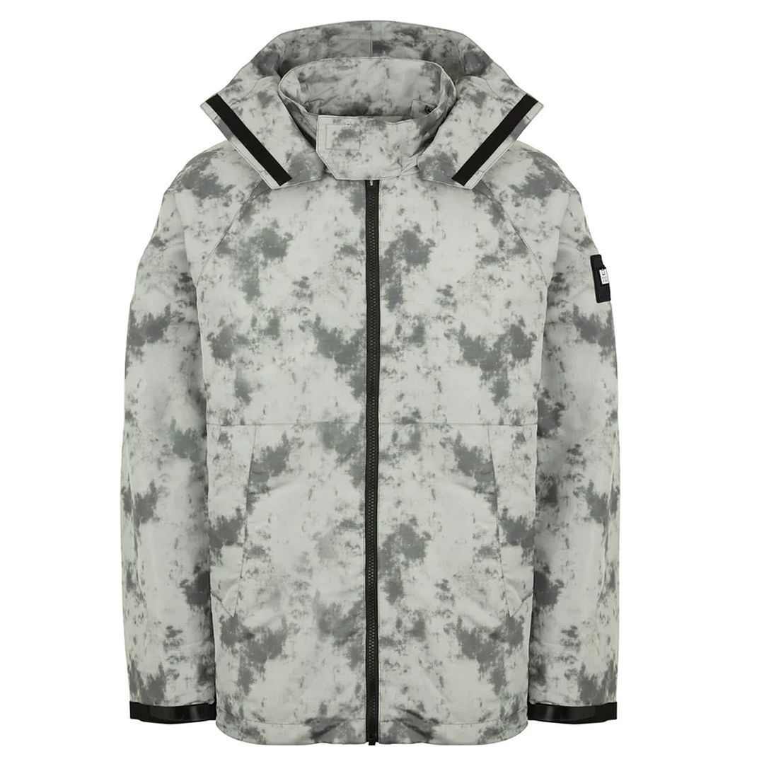 Pufferjacke mit Kapuze in Wolkenprint
