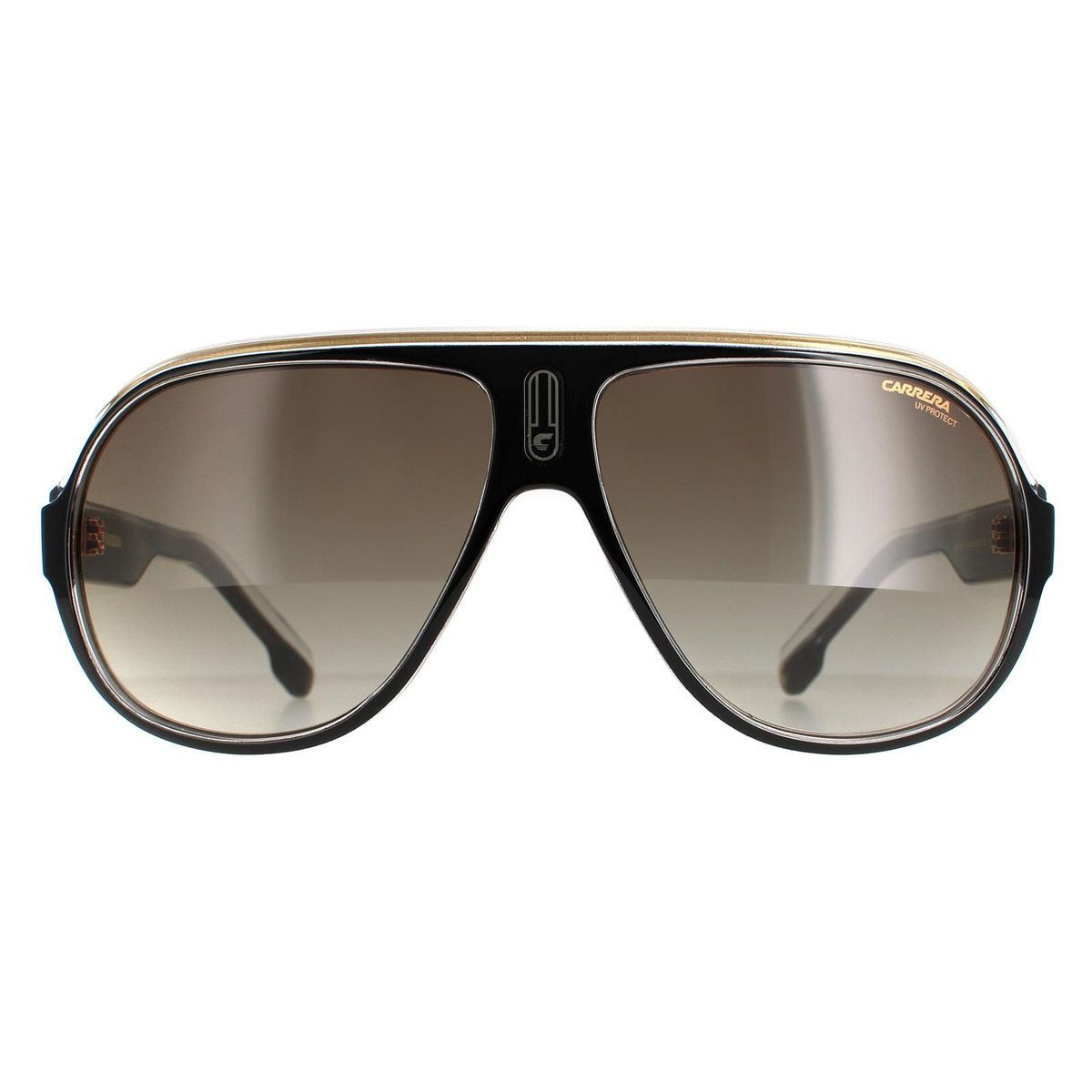 Unisex Aviator Sonnenbrille Schwarz Gold Braun