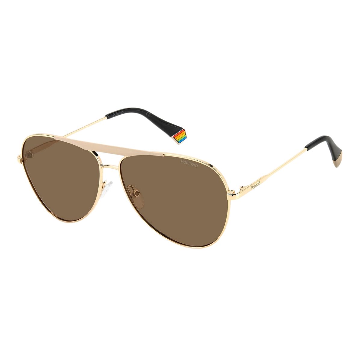Goldene Pilotenbrille mit braunen Gläsern