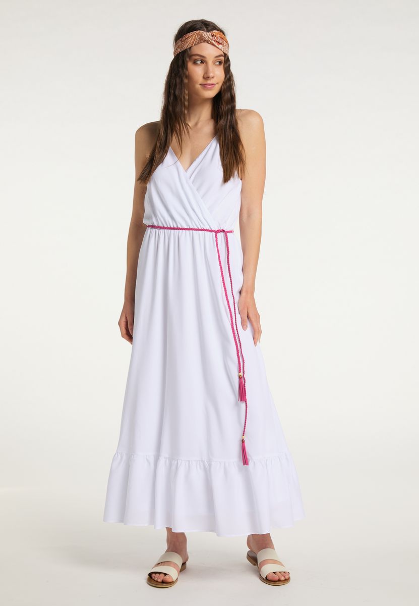 Luftiges Maxikleid mit geflochtenem Gürtel