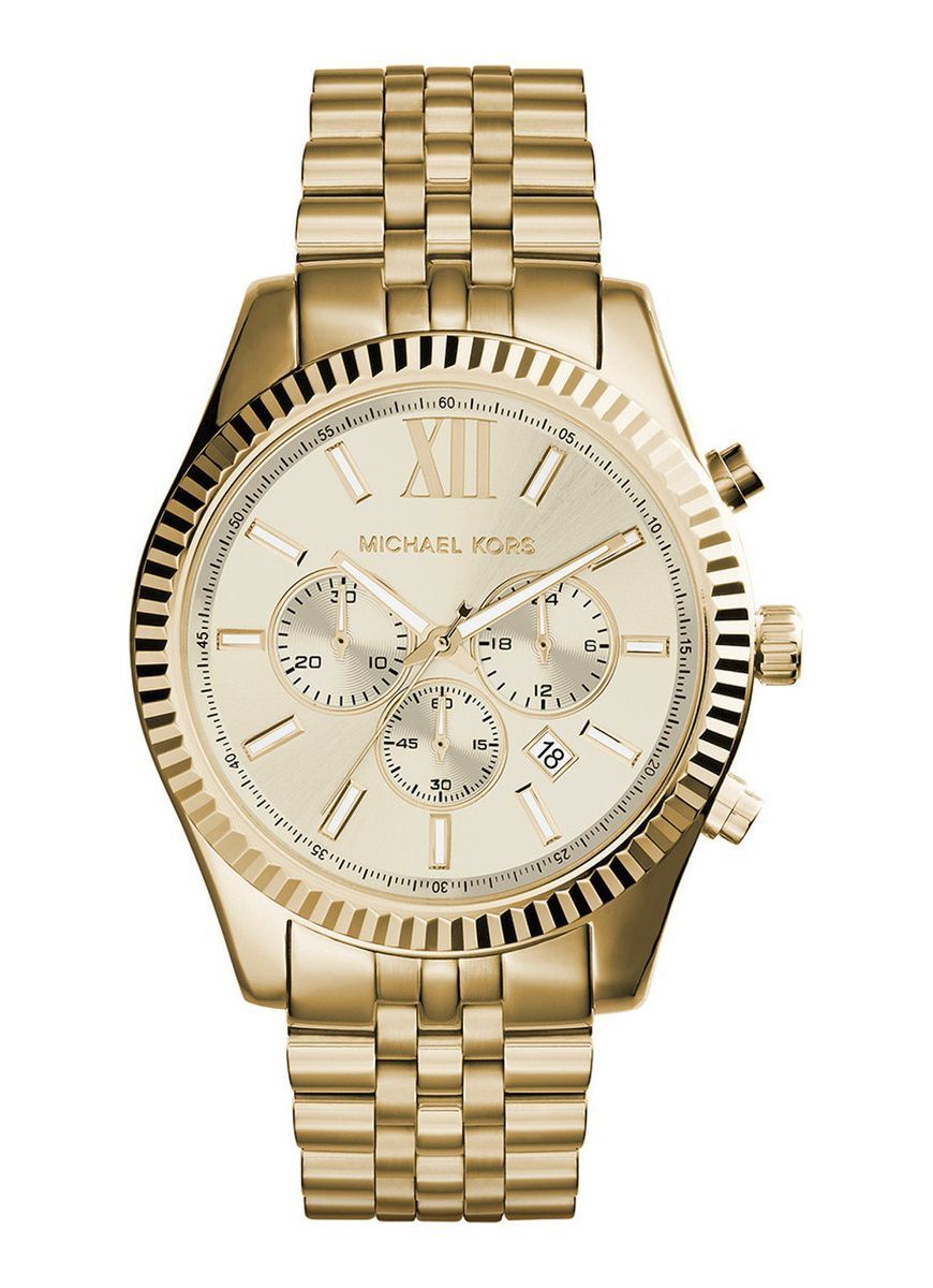 Goldfarbene Chronographenuhr aus Edelstahl