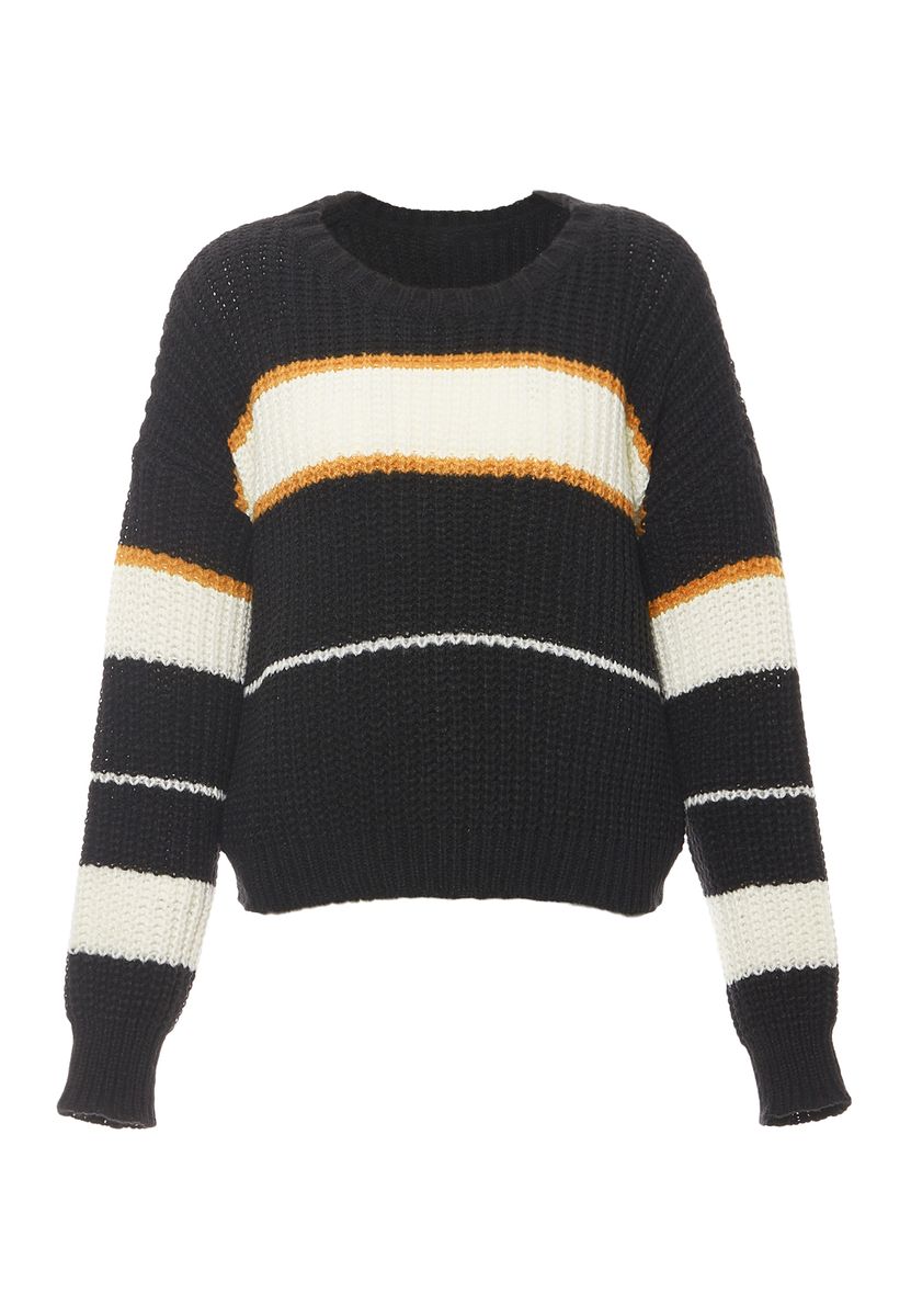 Mymo Zur Seite fahren Damen SCHWARZ WOLLWEISS ORANGE
