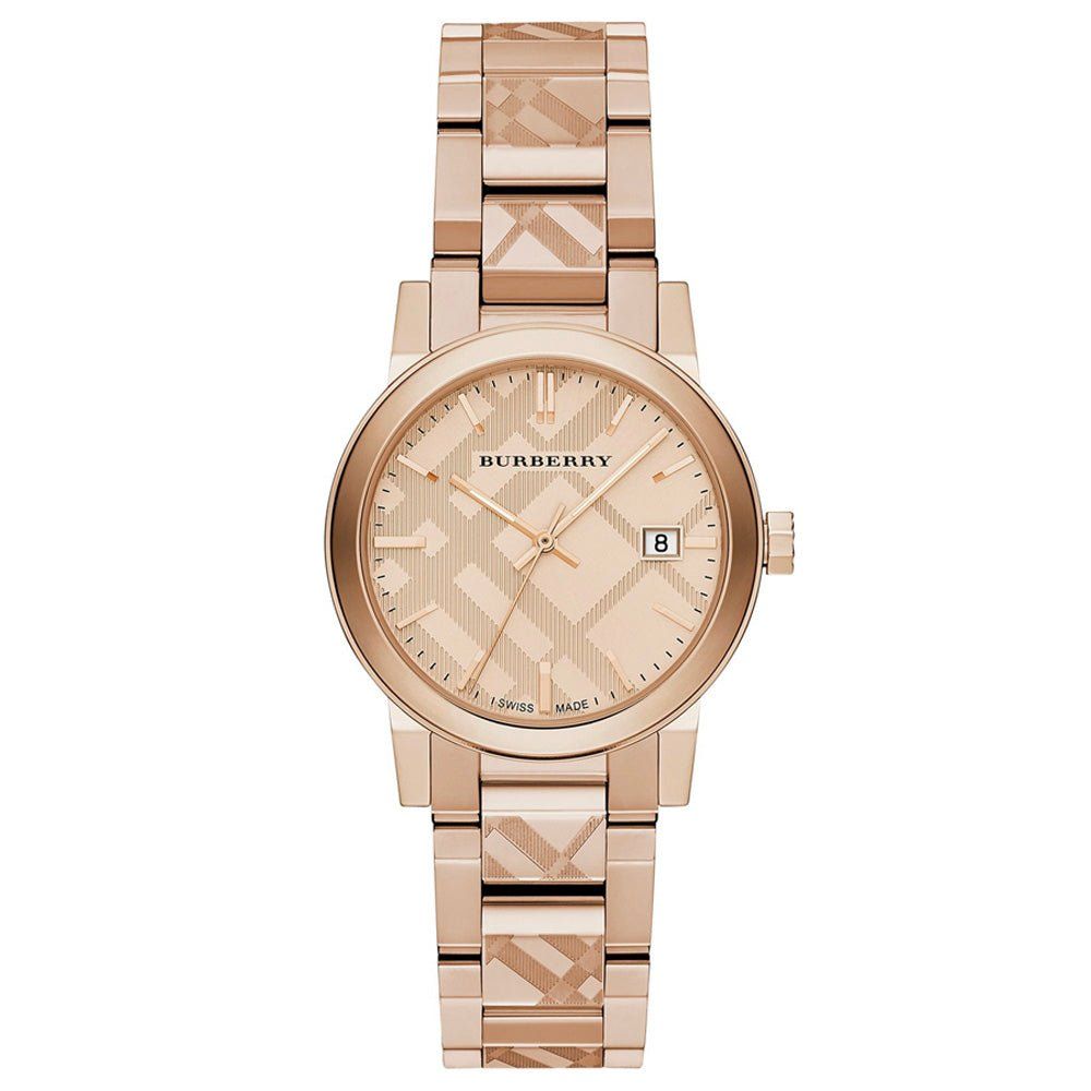 Klassische Unisex-Uhr mit graviertem Karomuster
