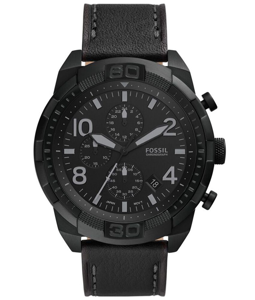 Herren Chronograph Uhr mit Schwarzem Lederarmband