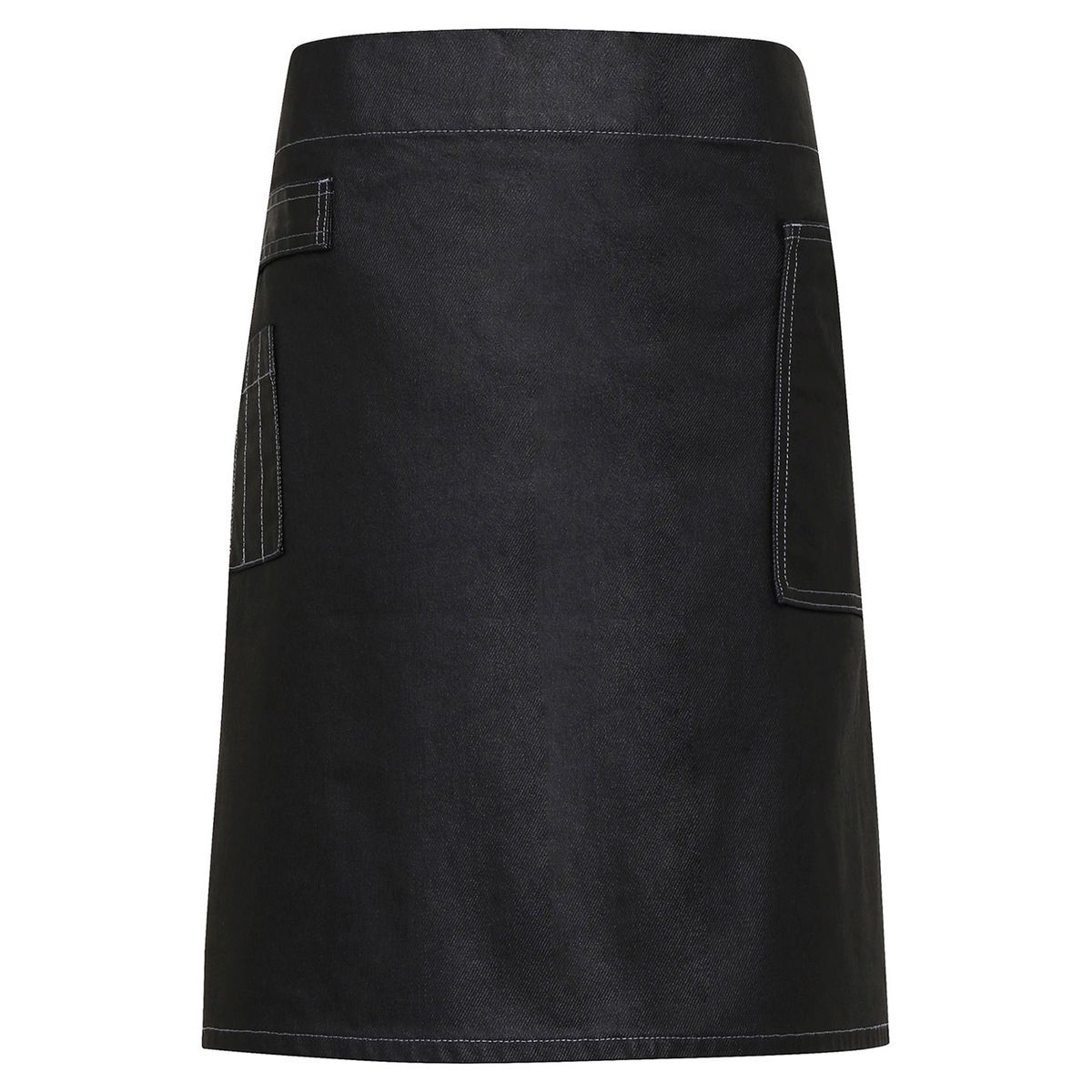 Schwarze Denim-Taillenschürze mit Taschen