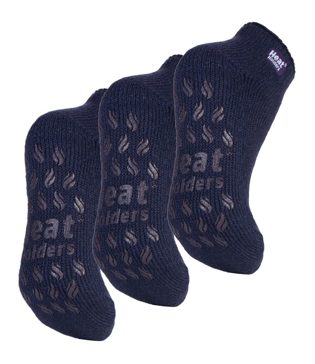 Heat Holders - 3 Paar Multipack Ladies Ankle Slipper Socken mit Gripper - Deepest Plum