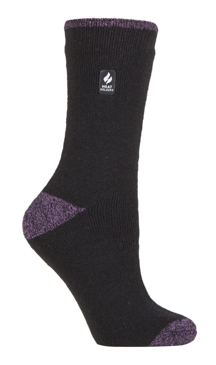 Wärmehalter - Damen Thermosocken für den Winter | Outdoor & Indoor Socken | Kuschelig & Flauschig | Geschenke für Frauen - Schwarz / Lila H&T (Prag)