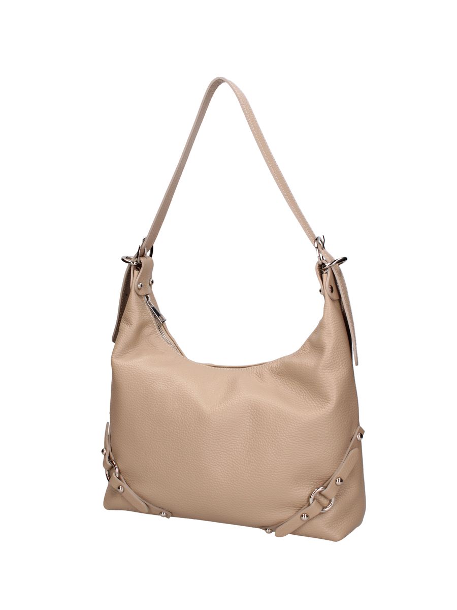 Hobo-Schultertasche aus Leder mit Nieten