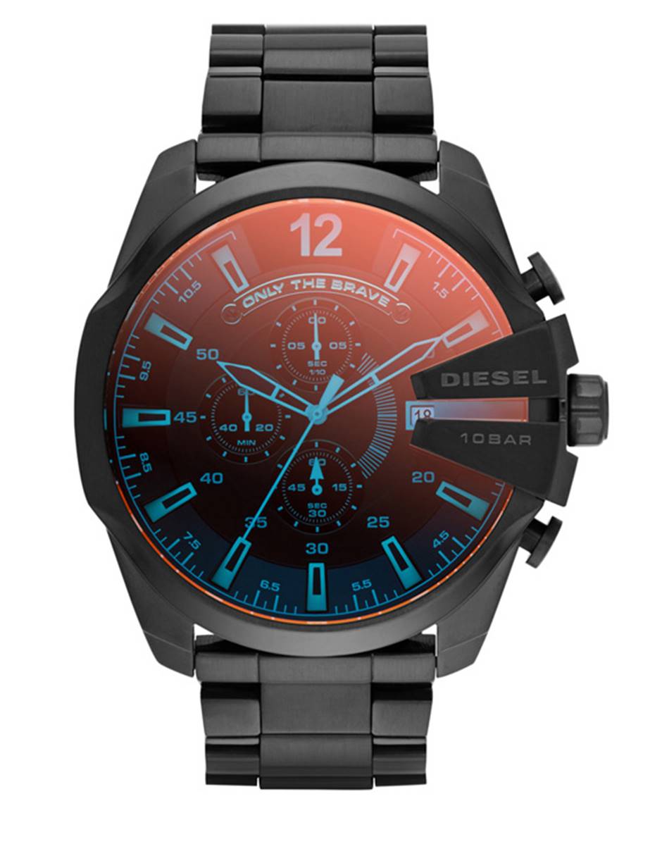 Geschwärzte Chronographenuhr mit Metallband