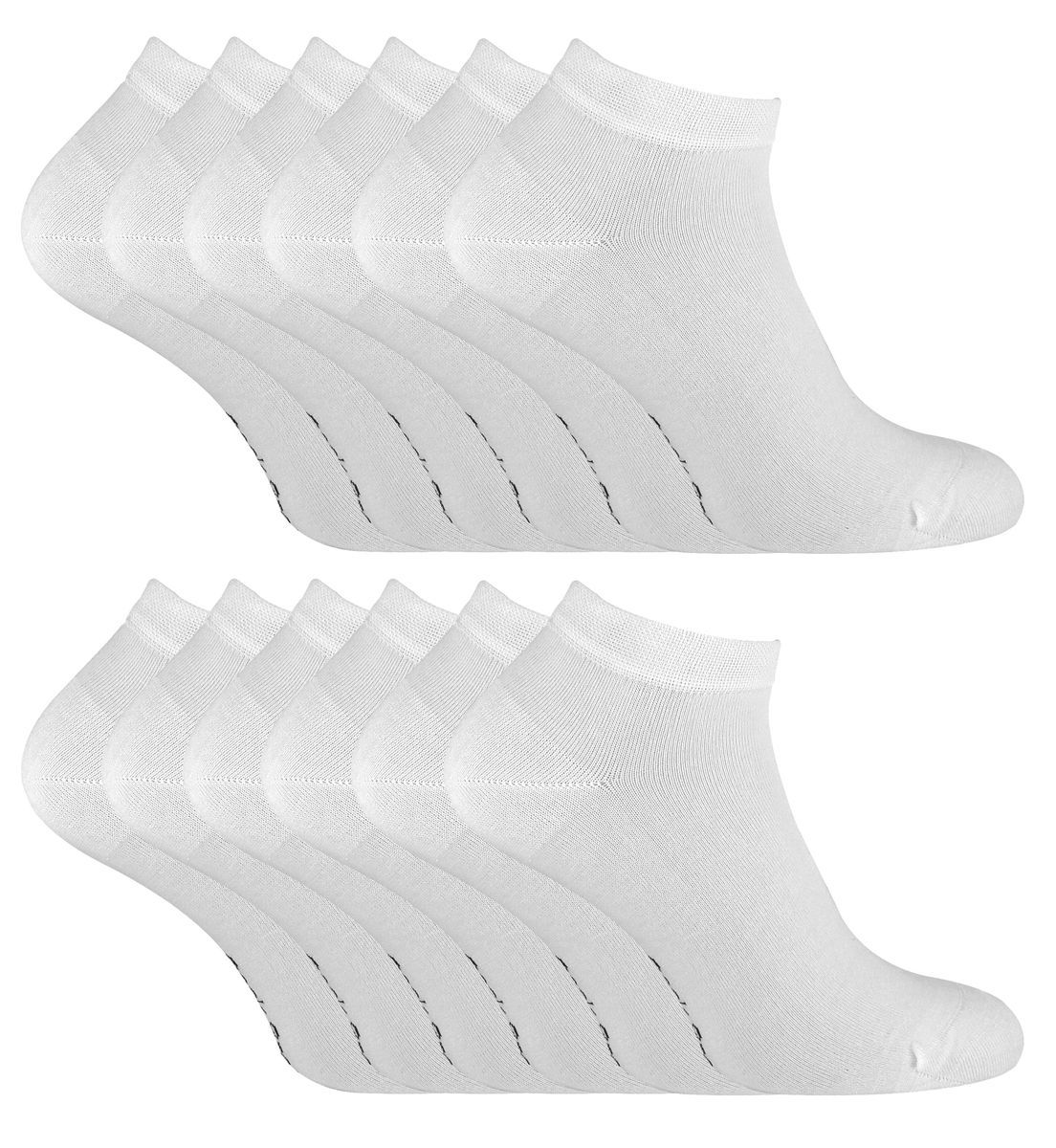 12 Paar Multipack Mens Bamboo Trainer Socken | Atmungsaktive Socken - Weiß